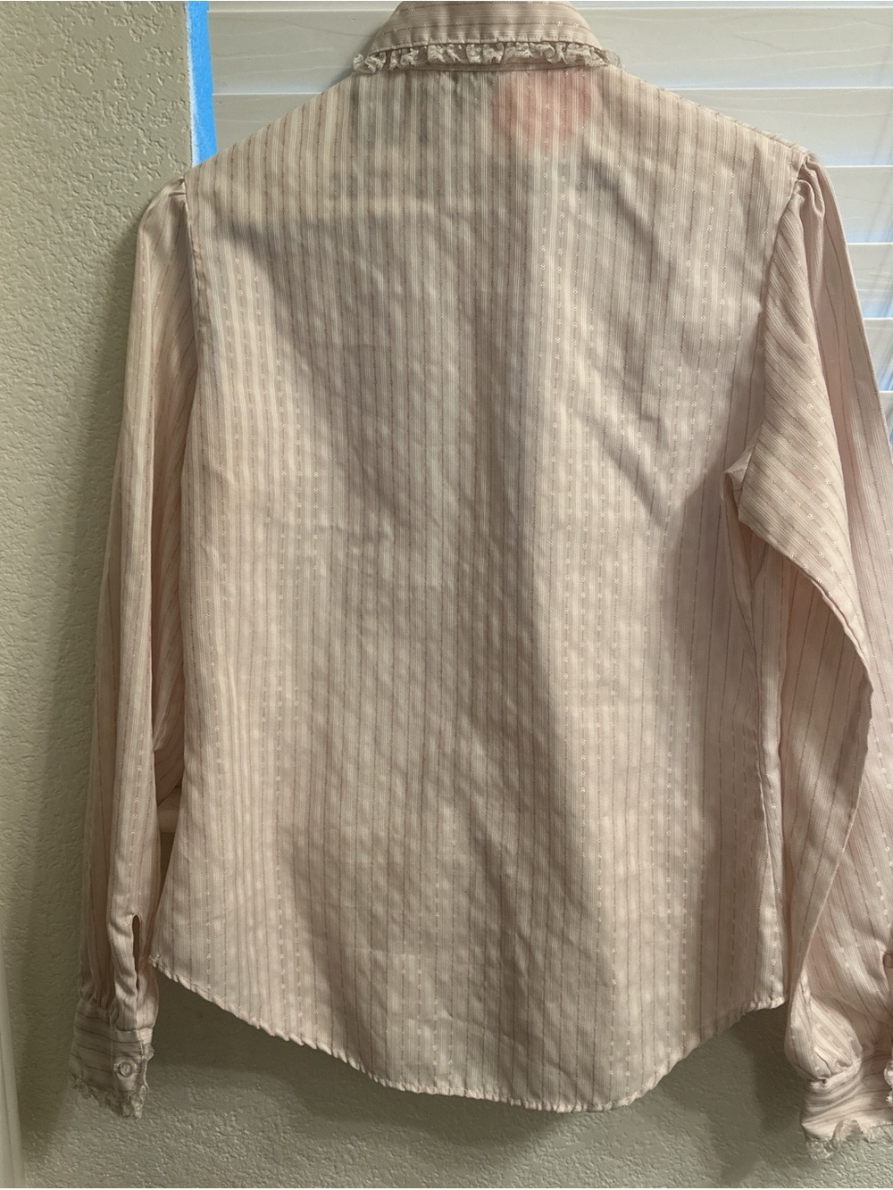 Light Pink Ruffle Trim Button-Up Blouse - Picture 4 of 7